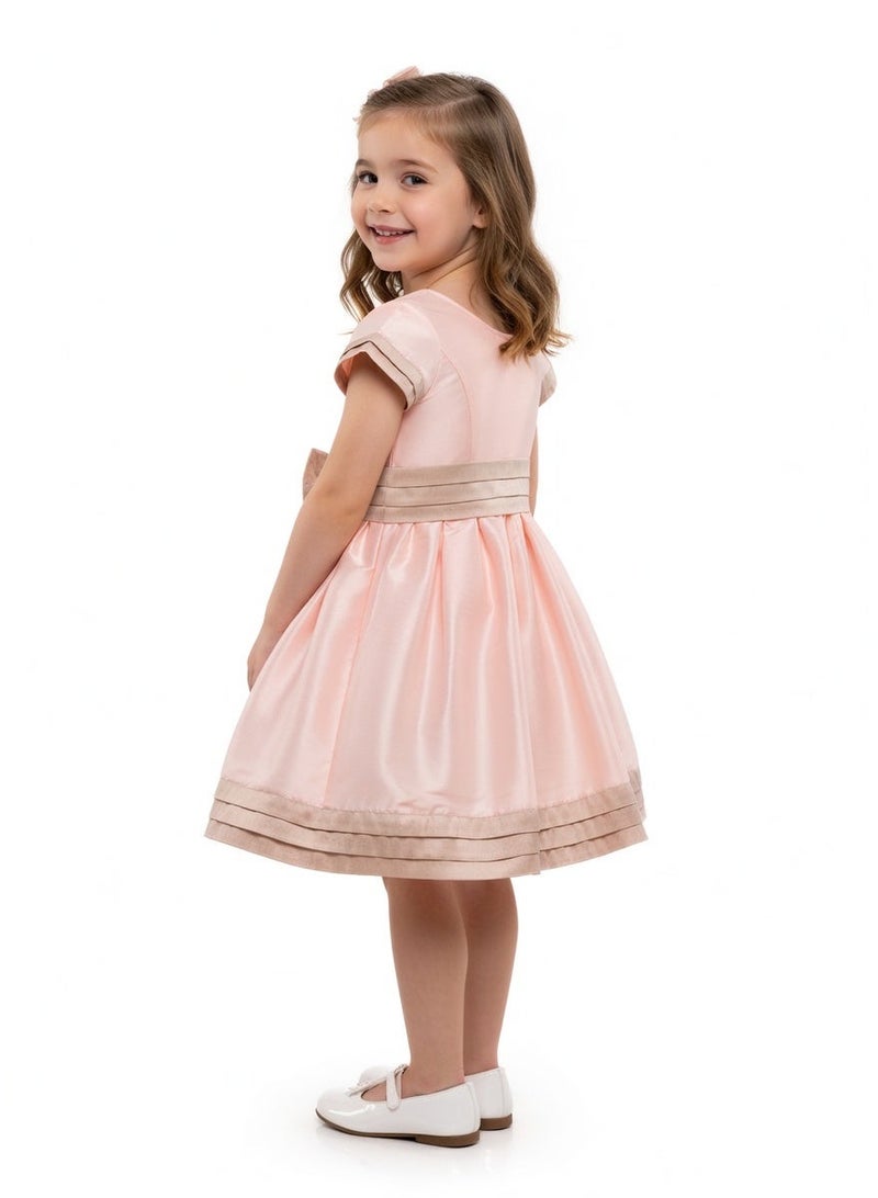 Queen STRIPY PEACH Girls Party Dress, Princess Dress Party Wear Wedding Evening Formal Pageant Dance Gown for Birthday Kid Girls Elegant - Image 2