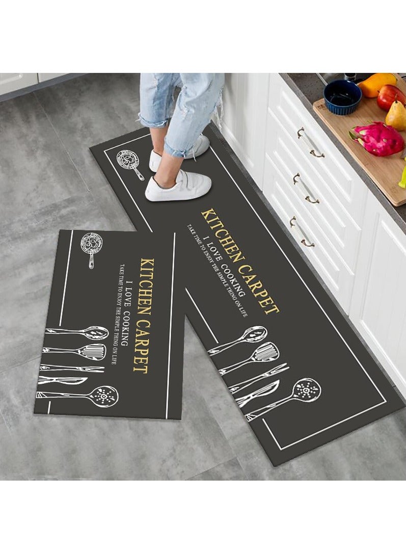 FASHION HOME Set of 2 Kitchen Mats Floor Rug Home Decor Accessories Non Skid Washable  - Image 1