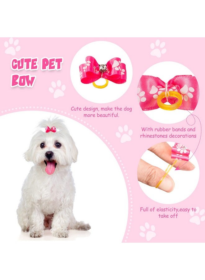 ميتلي 12 قطعة من ربطات شعر الكلاب الصغيرة المطاطية، ربطات شعر الجراء اللطيفة، ربطات شعر الكلاب الوردية، ربطات شعر القطط، غطاء رأس الحيوانات الأليفة مع أحجار الراين، ربطات شعر الحيوانات الأليفة للجراء والقطط الصغيرة - Image 3