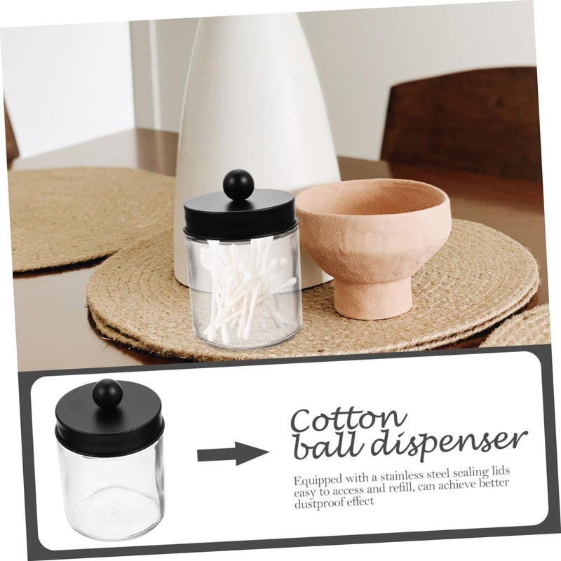TIDTALEO Glass Cotton Swab Holder and Apothecary Jar Set 3pcs Glass Canisters with Black Stainless Steel round Lids Bathroom Organizer for Cotton Pads - Image 5