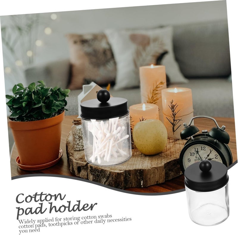 TIDTALEO Glass Cotton Swab Holder and Apothecary Jar Set 3pcs Glass Canisters with Black Stainless Steel round Lids Bathroom Organizer for Cotton Pads - Image 3