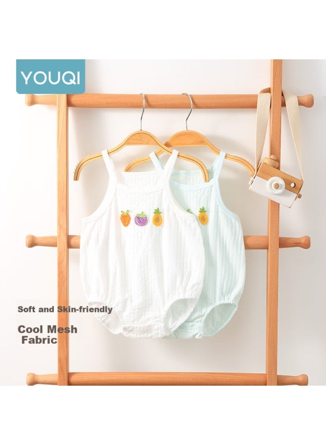 Youqi Yooqi Baby Girl Summer Ultra-Thin Sleeveless Sling Romper Toddler Thin Vest Climbing Suit - Image 2