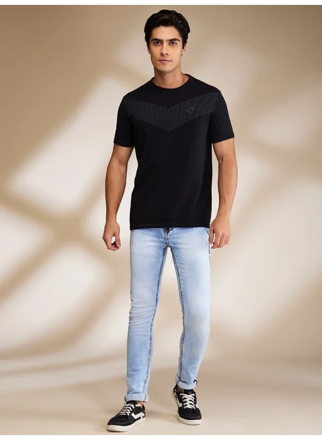 بيينغ هيومان Mens Black Round Neck Short Sleeve T-Shirt