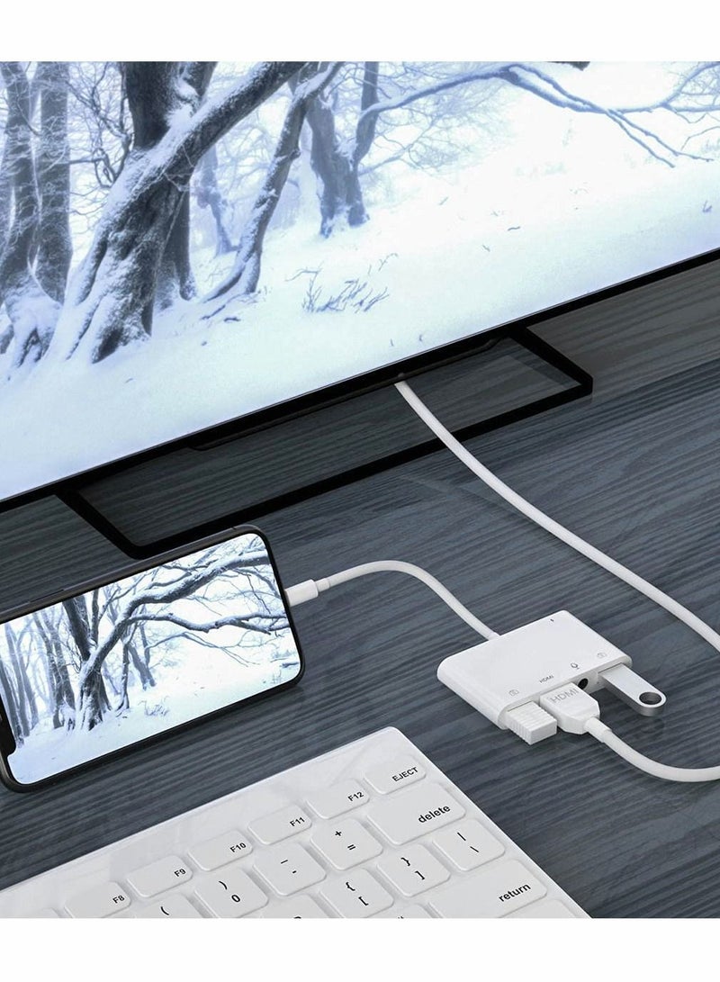 SYOSI Adapter for Lightning to HDMI Adapter for iPhone to TV iPhone Microphone Adapter for Live-Streaming with Charging Port - Image 4