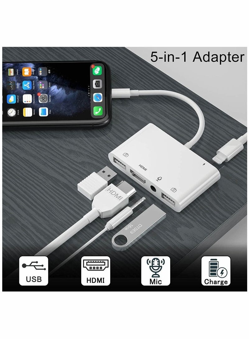 SYOSI Adapter for Lightning to HDMI Adapter for iPhone to TV iPhone Microphone Adapter for Live-Streaming with Charging Port - Image 3