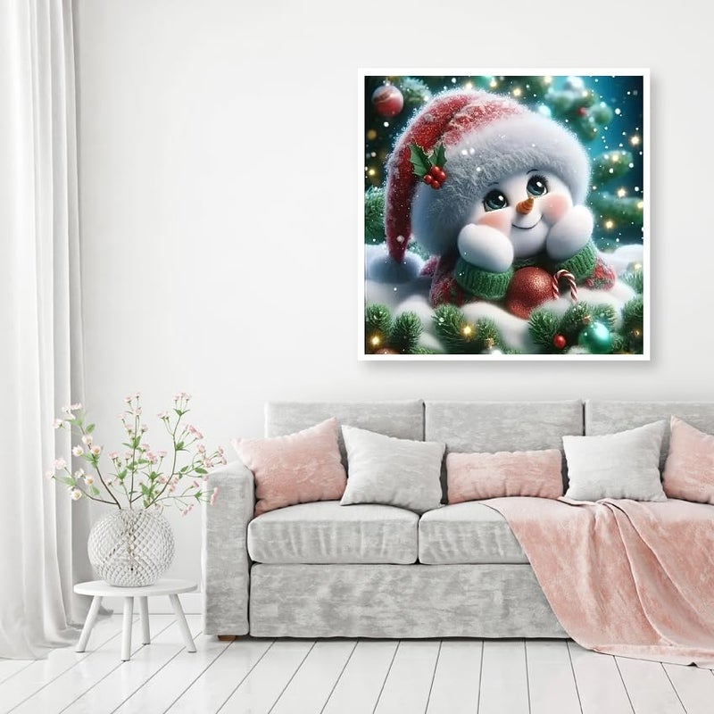 MOMDEDP Christmas Diamond Art Kits for Adults - Snowman Diamond Painting Kits for Adults, 5D DIY Round Full Drill Gem Art Paint by Diamonds Dots Crafts Kits for Home Decor Gift 12x12inch - Image 2