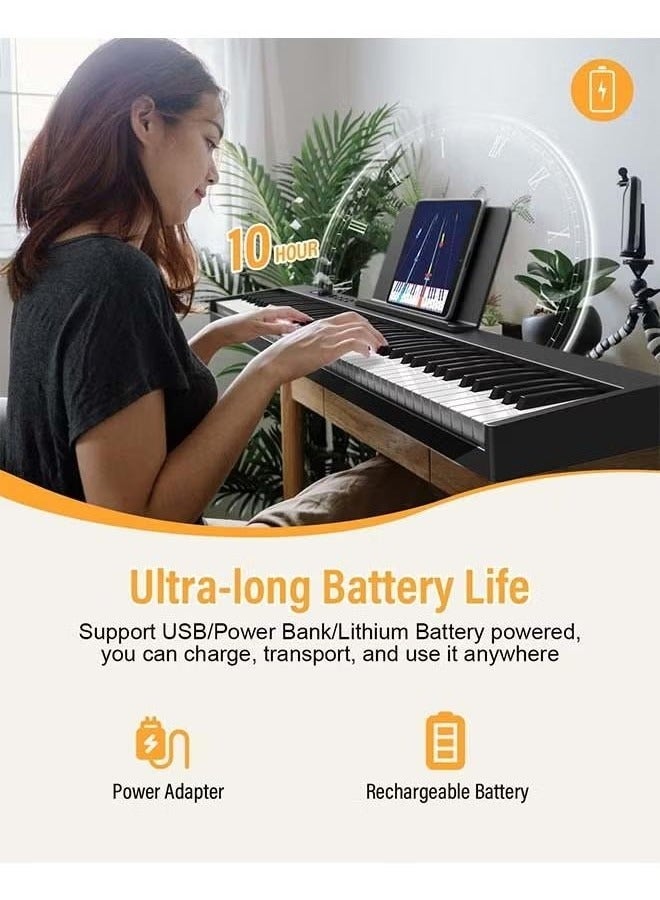 والالا لوحة مفاتيح بيانو رقمية قابلة للطي مكونة من 88 مفتاحًا، لوحة مفاتيح كاملة الحجم شبه مرجحة، بيانو كهربائي محمول مع MIDI، وظيفة تقسيم، دواسة استدامة وحقيبة حمل للمبتدئين، أسود - Image 2