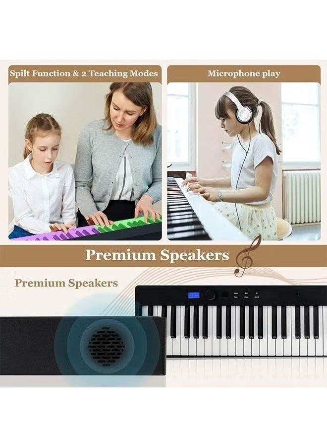 والالا لوحة مفاتيح بيانو رقمية قابلة للطي مكونة من 88 مفتاحًا، لوحة مفاتيح كاملة الحجم شبه مرجحة، بيانو كهربائي محمول مع MIDI، وظيفة تقسيم، دواسة استدامة وحقيبة حمل للمبتدئين، أسود - Image 5