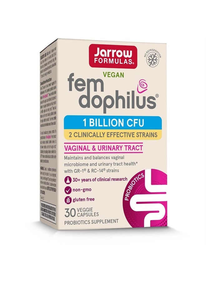 jarrow formulas فيم-دوفيلوس - مكمل بروبيوتيك للنساء - 30 كبسولة نباتية - سلالتين فعالتين سريرياً - 1 مليار وحدة تشكيل مستعمرة - توازن الميكروبيوم المهبلي وصحة المسالك البولية - مستقر على الرف - Image 1