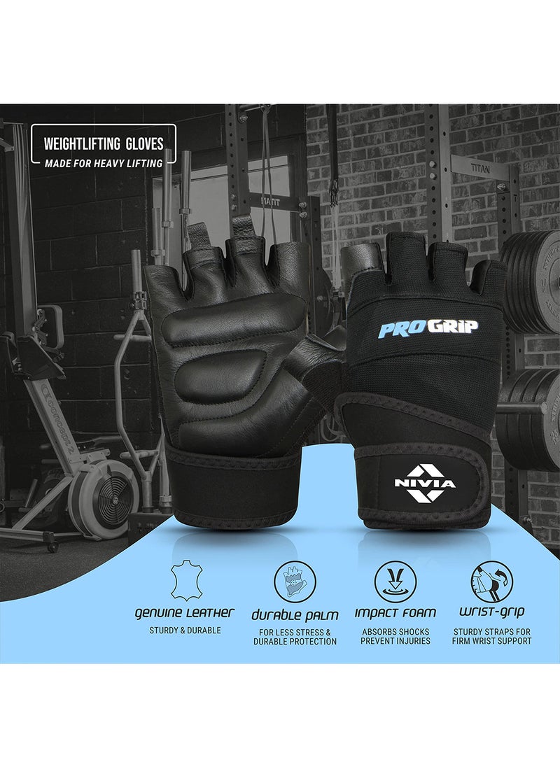 Nivia Pro Grip 1/2 Finger Weight Lifting Gym Gloves | Size: Small | Material: Micro Fiber Sued | Exercise and Fitness | Leatherette Palm  - Image 2