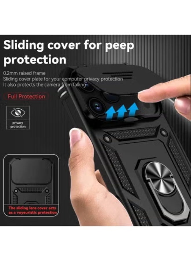 HPMY iPhone 17 pro max Case with Kickstand & Camera Cover, Military Grade Shockproof Heavy Duty Protective Magnetic Case for iPhone 17 pro max,Compatible with Apple 17 Pro Max(Black) - Image 3