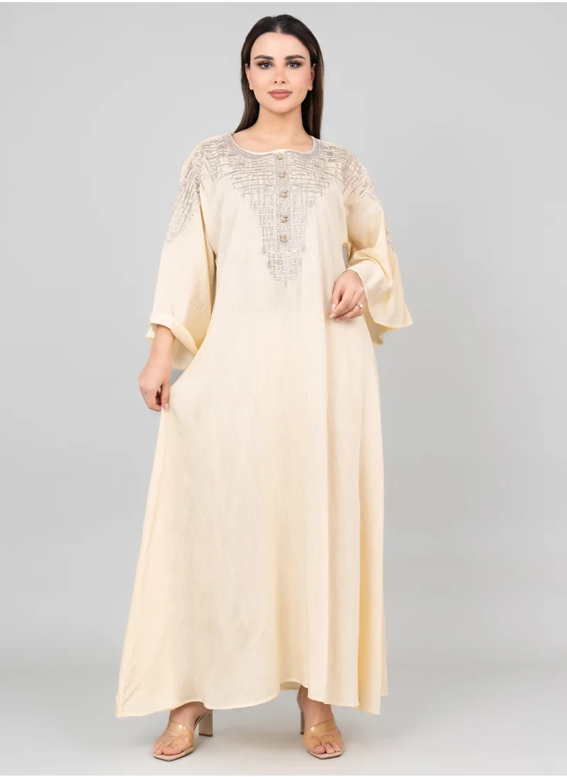 IKKXA Modern Grace Jalabiya IK3008 Beige