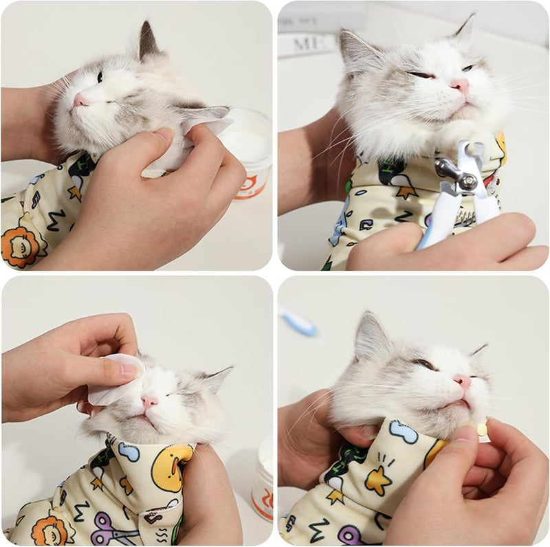 Cyhdddr Cat Wrap for Cutting Nails, Self-Adhesive Cat Grooming Wrap, Calm and Cozy Cat Swaddle Burrito Wrap, Cat Restraint for Nail Clipping, Cat Grooming Supplies - Image 4