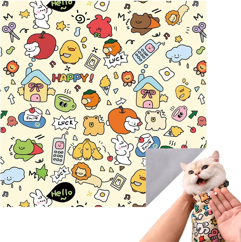 Cyhdddr Cat Wrap for Cutting Nails, Self-Adhesive Cat Grooming Wrap, Calm and Cozy Cat Swaddle Burrito Wrap, Cat Restraint for Nail Clipping, Cat Grooming Supplies - Image 1
