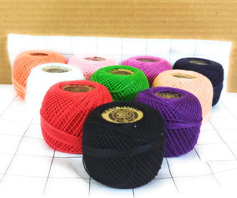 RSP Quality bit® Embroidery Material Crochet Cotton Thread Yarn for Knitting and Craft Making (10 Ball, Multicolor) - Image 2