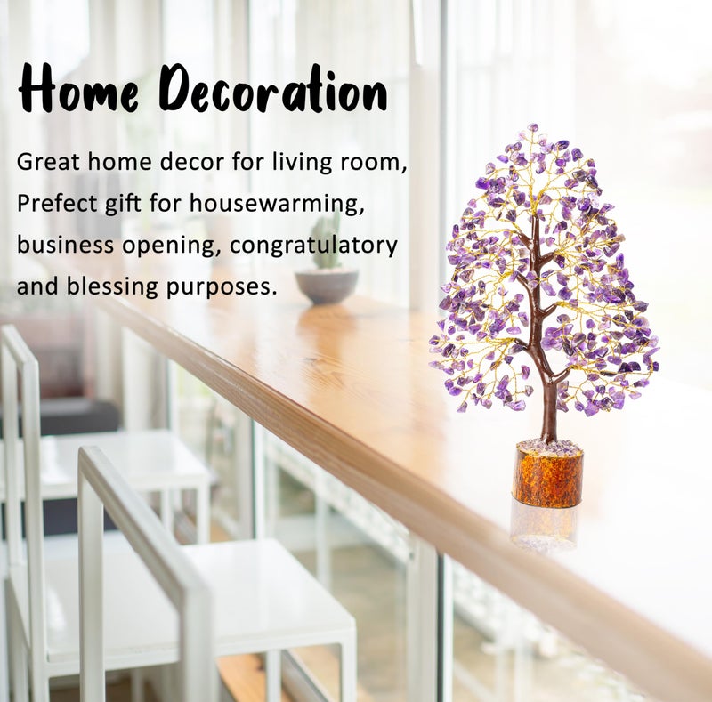 Crocon Amethyst Gemstone Tree Feng Shui Figurine Money Bonsai Good Luck Chakra Balancing Reiki Healing Crystals Decoration Ornament Sculpture Prosperity Table Decor Gift Size 10-12" - Image 5
