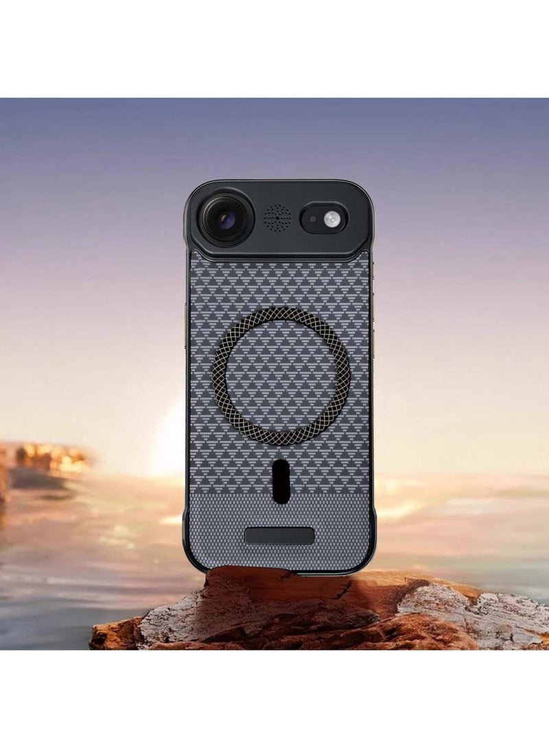 Wtech Apple iPhone Air 5G 2025 Magnetic Metal Frameless Fabric Texture Slim PC Magsafe Case Cover (MCCPSN) - Black/White - Image 4