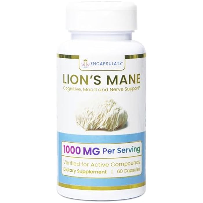 ENCAPSULATE Lion’s Mane Capsules 8:1 Extract – Premium Organic Fruiting Body 8:1 Mushroom Extract – Nootropic & Adaptogen Mushroom Supplement for Memory, Focus & Cognitive Support – 60 Vegan Capsules - Image 1