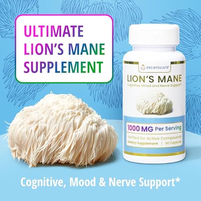 ENCAPSULATE Lion’s Mane Capsules 8:1 Extract – Premium Organic Fruiting Body 8:1 Mushroom Extract – Nootropic & Adaptogen Mushroom Supplement for Memory, Focus & Cognitive Support – 60 Vegan Capsules - Image 4