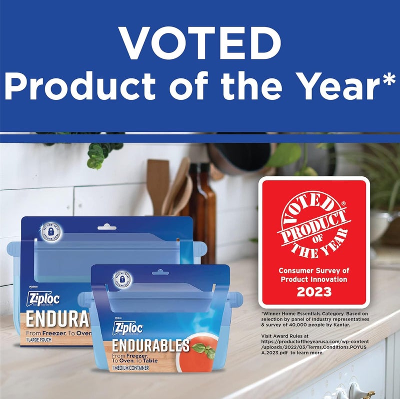 Ziploc Endurables Medium Pouch 2 Cups Reusable Silicone Bags and Food Storage Meal Prep Containers for Freezer Oven and Microwave Dishwasher Safe Pack of 4 - Image 5