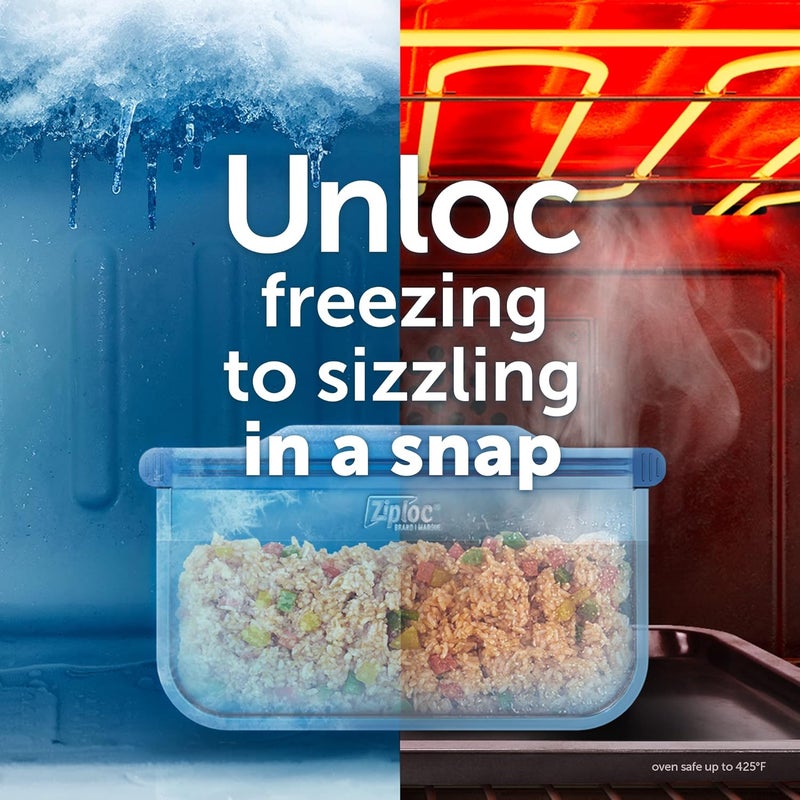 Ziploc Endurables Medium Pouch 2 Cups Reusable Silicone Bags and Food Storage Meal Prep Containers for Freezer Oven and Microwave Dishwasher Safe Pack of 4 - Image 4