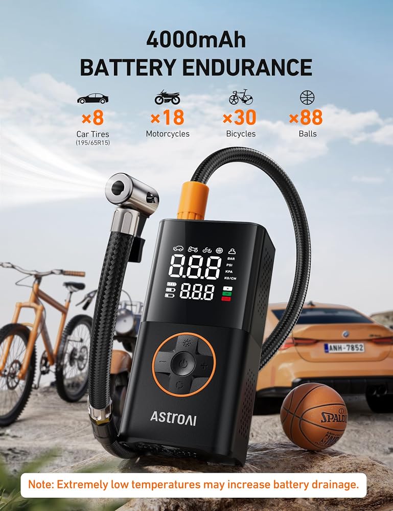 AstroAI Tire Inflator 150 PSI Portable Air Compressor Cordless Air Pump - Image 3
