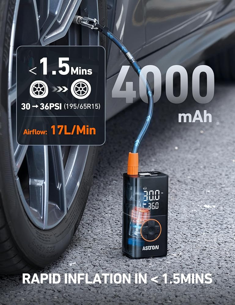 AstroAI Tire Inflator 150 PSI Portable Air Compressor Cordless Air Pump - Image 5
