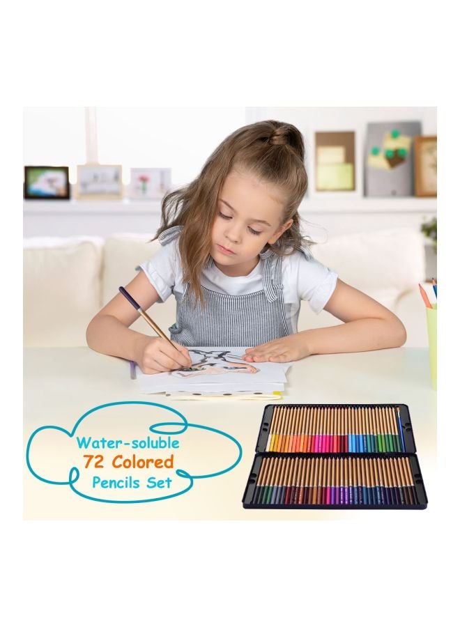 إسكدنيا مجموعة أقلام تلوين من 72 قلم مع علبة تخزين أزرق/ذهبي/أسود - Image 3