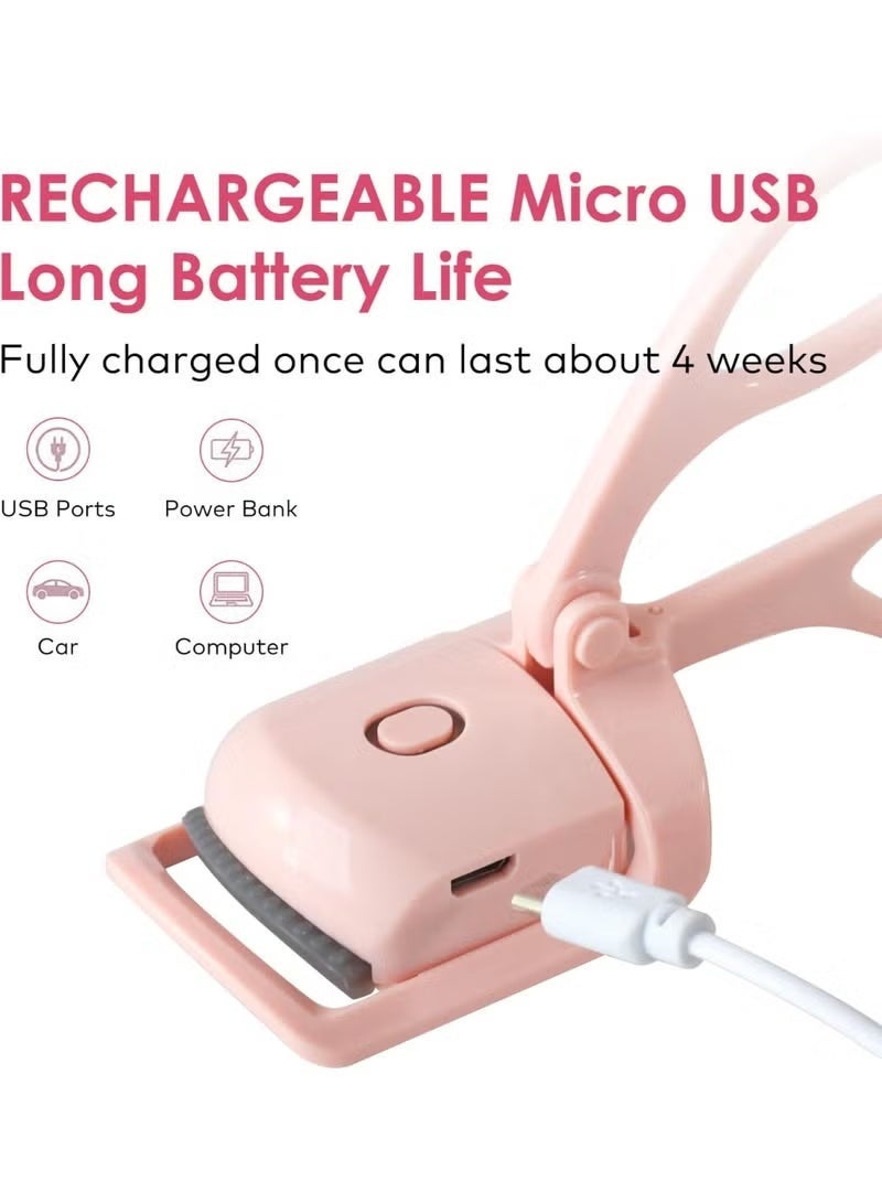 Azonee Heated Eyelash Curler, Electric Quick Heating Eyelash Curler With 2 Heating Modes, Suitable For Women's Makeup Quick Natural Eyelash Curler, Pink - Image 3