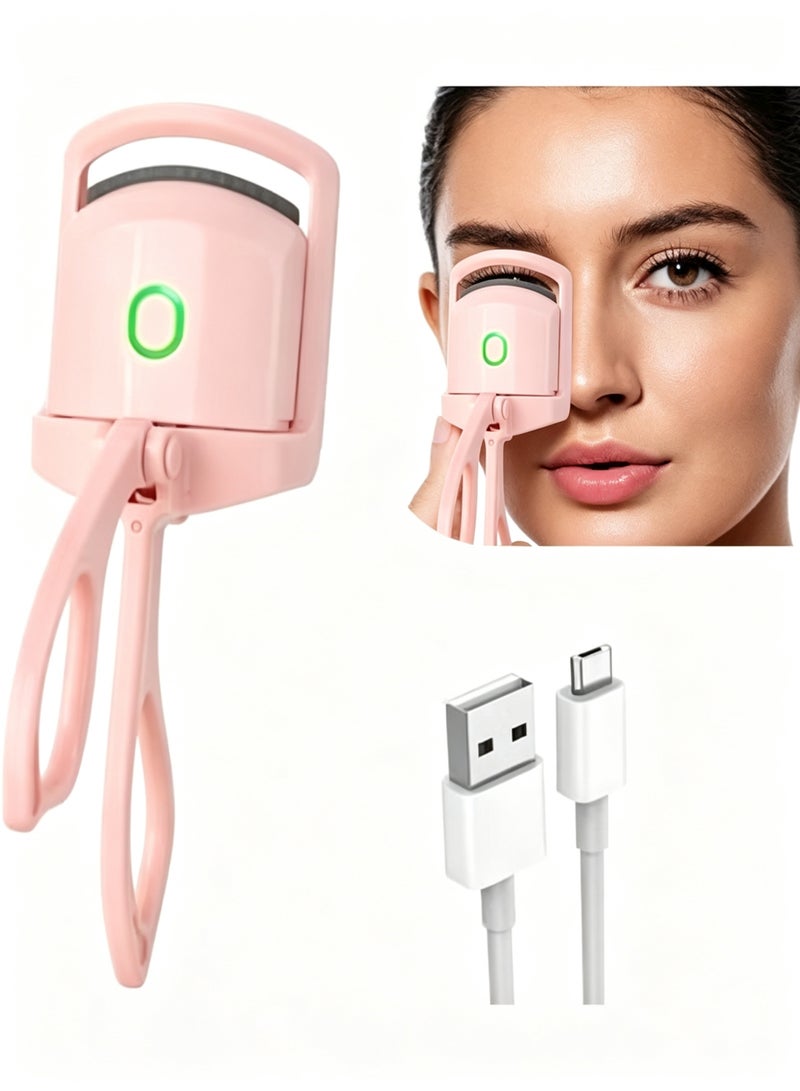 Azonee Heated Eyelash Curler, Electric Quick Heating Eyelash Curler With 2 Heating Modes, Suitable For Women's Makeup Quick Natural Eyelash Curler, Pink - Image 1