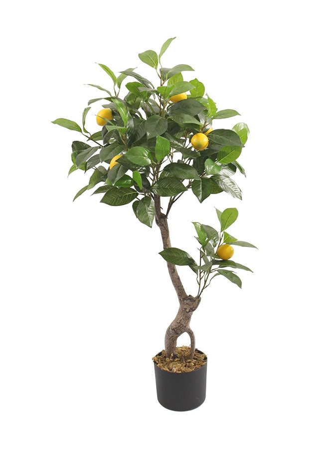 Marcolo Artificial Lemon Tree in Black Pot, Faux Potted Plant with Yellow Lemons, Green Leaves, Indoor Decor (100cm) - Image 1
