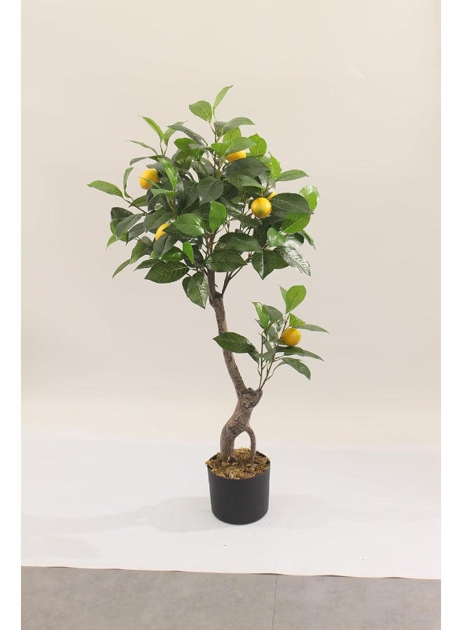 Marcolo Artificial Lemon Tree in Black Pot, Faux Potted Plant with Yellow Lemons, Green Leaves, Indoor Decor (100cm) - Image 5