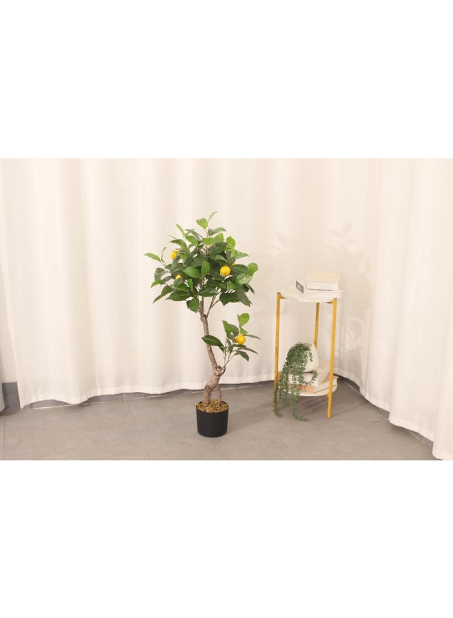 Marcolo Artificial Lemon Tree in Black Pot, Faux Potted Plant with Yellow Lemons, Green Leaves, Indoor Decor (100cm) - Image 2