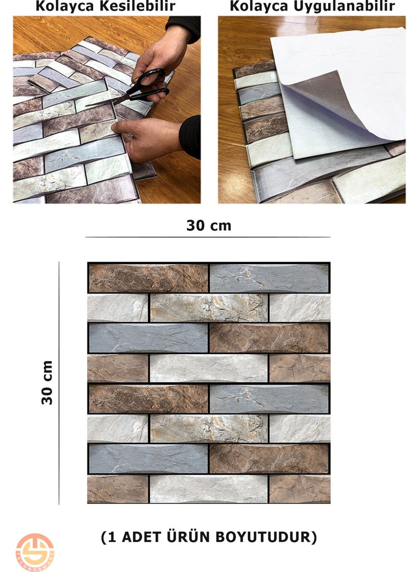 Technosmart 30X30CM 3D Self Adhesive Wallpaper Covering Waterproof Decoration Kitchen Bathroom  - Image 5