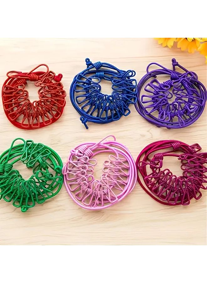 Pink Portable Travel Clothesline Retractable Windproof Elastic Laundry Drying Rope - Image 5