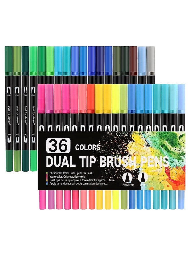 Wynhard Brush Pen Sketch Pen Set Dual Tip Brush Pens Markers for Drawing Brush Pens 36 Shades Drawing Pen Art Markers Set Fineliner Color Pens Water Based Marker for Calligraphy Drawing Sketching - Image 1