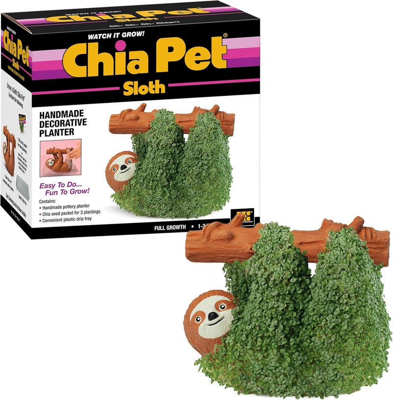 Chia Pet Sloth with Seed Pack, Decorative Pottery Planter, Easy to Do and Fun to Grow, Novelty Gift, Perfect for Any Occasion - Image 1