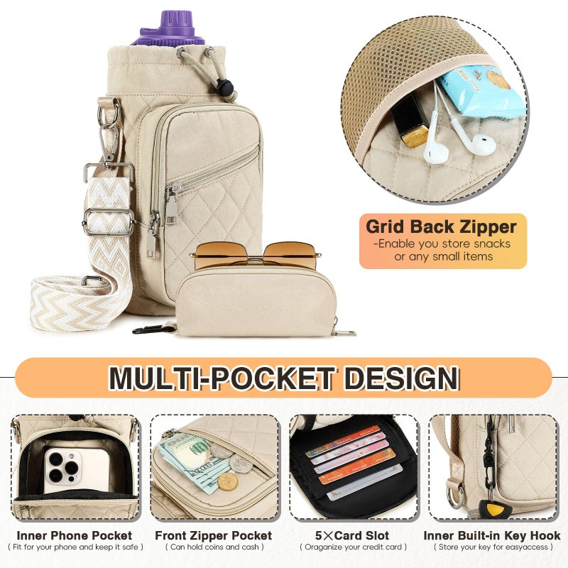 AGLOD Water Bottle Carrier Bag with Strap, Water Bottle Holder Crossbody Bags for Women Men for Walking, Hiking,Cycling - Image 4