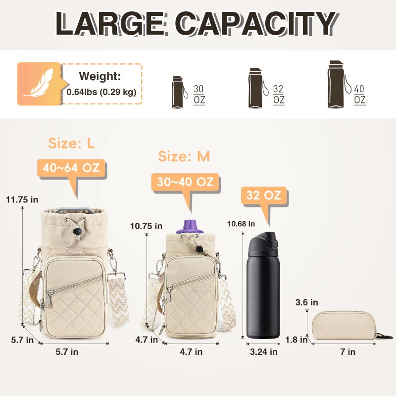 AGLOD Water Bottle Carrier Bag with Strap, Water Bottle Holder Crossbody Bags for Women Men for Walking, Hiking,Cycling - Image 3