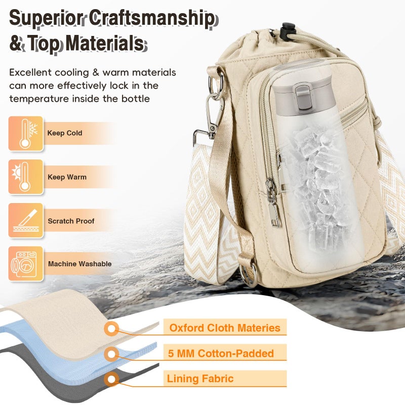 AGLOD Water Bottle Carrier Bag with Strap, Water Bottle Holder Crossbody Bags for Women Men for Walking, Hiking,Cycling - Image 5