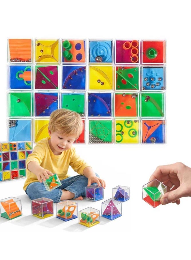 BELLSBERRY 24PCS Mini Brain Teaser Puzzle Toys – IQ Maze Game & 3D Maze Ball Party Favors - Image 1