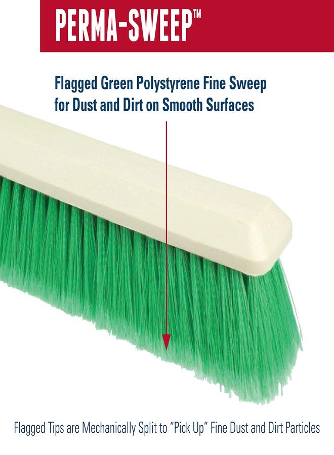 Weiler 42163 Perma-Sweep 18" Block Size, 3" Trim Length, Flagged Green Polystyrene Fill, Fine Sweeping Floor Brush - Image 4