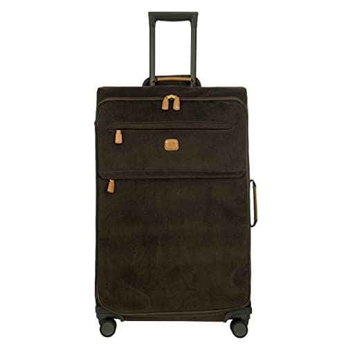 Bric's Brics Life Tropea Check In Spinner Luggage Luxury Lightweight Suitcase with Spinner Wheels and Faux Suede Finish 30 Olive - Image 1