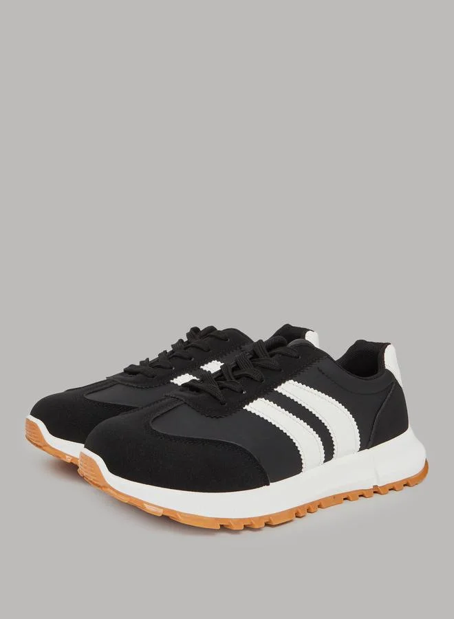 Take Two Black Striped Lace-Up Sneakers