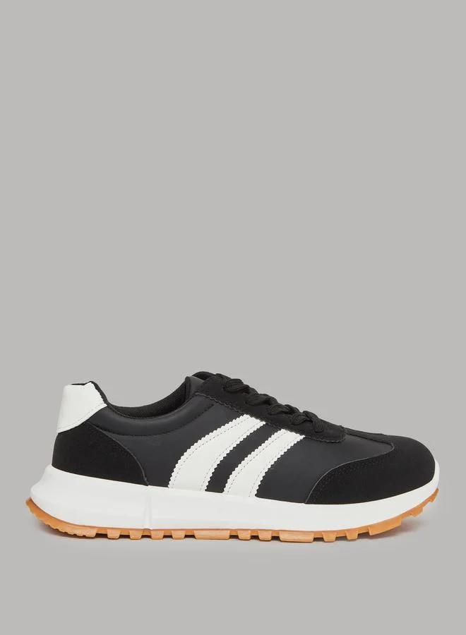 Take Two Black Striped Lace-Up Sneakers