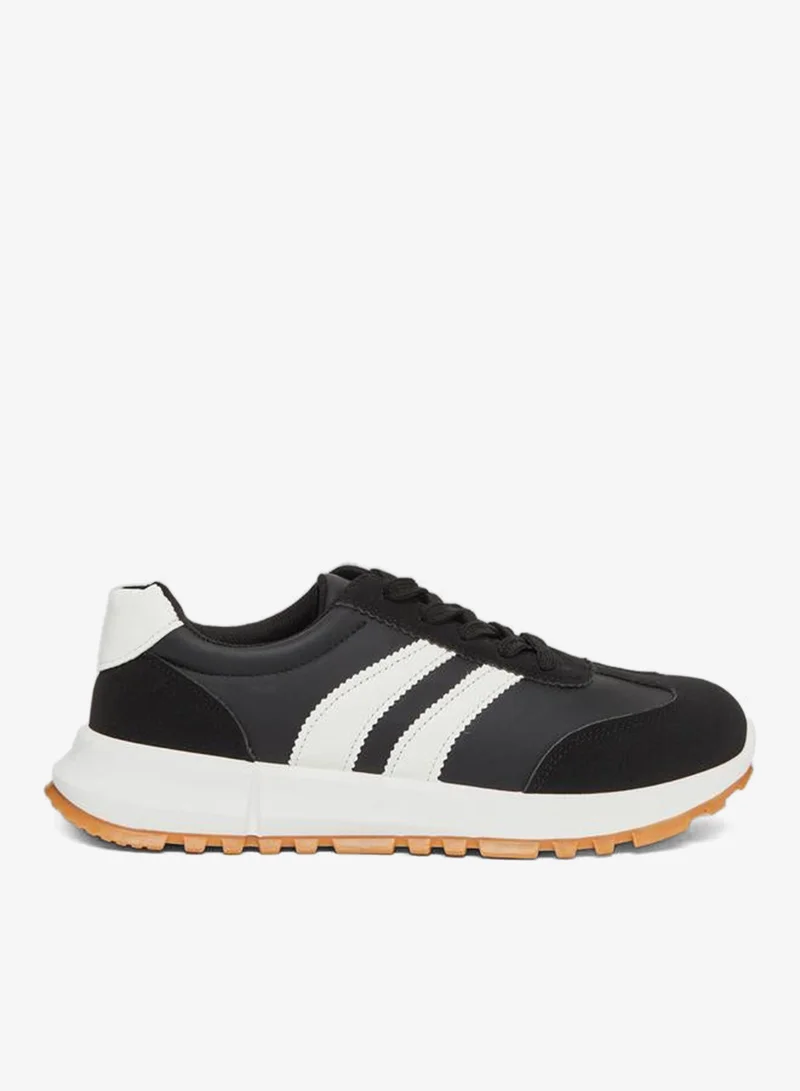 Take Two Black Striped Lace-Up Sneakers