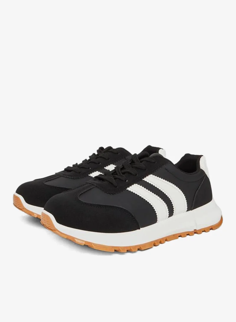 Take Two Black Striped Lace-Up Sneakers