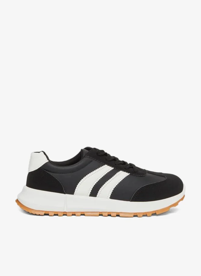 Take Two Black Striped Lace-Up Sneakers