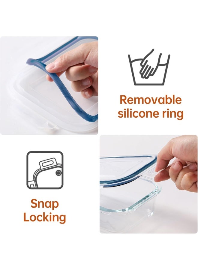 تايكوم مجموعة حاويات تحضير الوجبات الزجاجية، 8 قطع، حاويات تخزين طعام زجاجية متنوعة مع أغطية، صندوق غداء زجاجي للتحكم في الحصص، صندوق بينتو زجاجي محكم الإغلاق، حاويات غداء، عبوة من 8 قطع باللون الأزرق. - Image 3