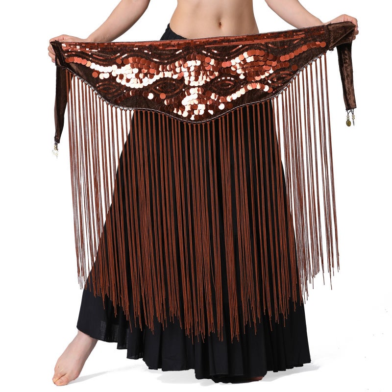 Belly Dance Waist Chain: Coffee Free Size Durable Polyester Fiber - Unisex Design Waist Chain for Fitness Enthusiasts and Seasonal Dance Performances - Image 3